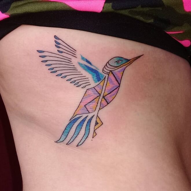 Pink And Blue Colour Tattoo