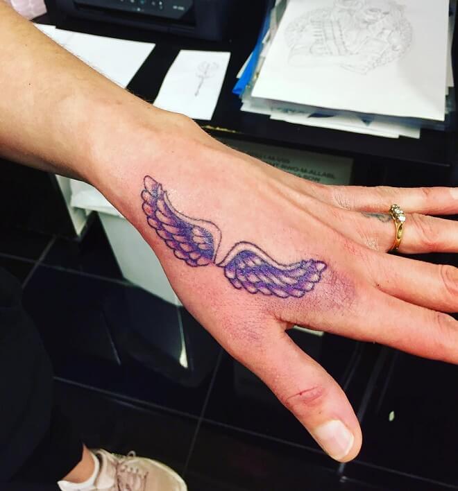 Purple Angel Wings Tattoo