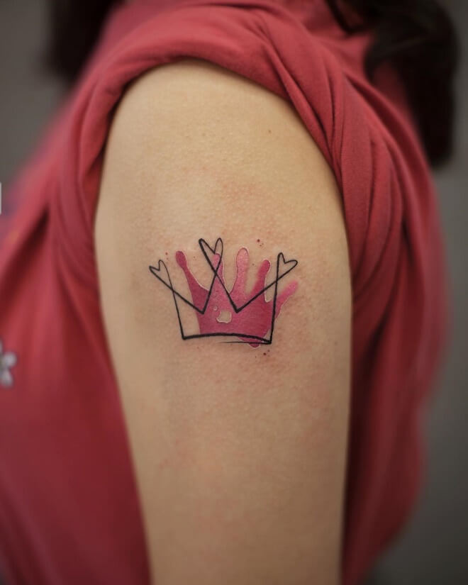 Red And Black Crown Tattoo