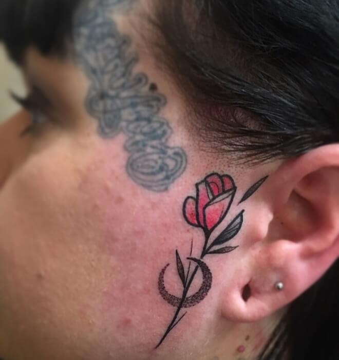 Rose Face Tattoos