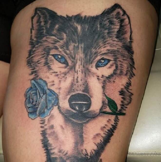 Rose Wolf Tattoo