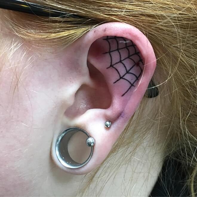 Spider Ear Tattoo