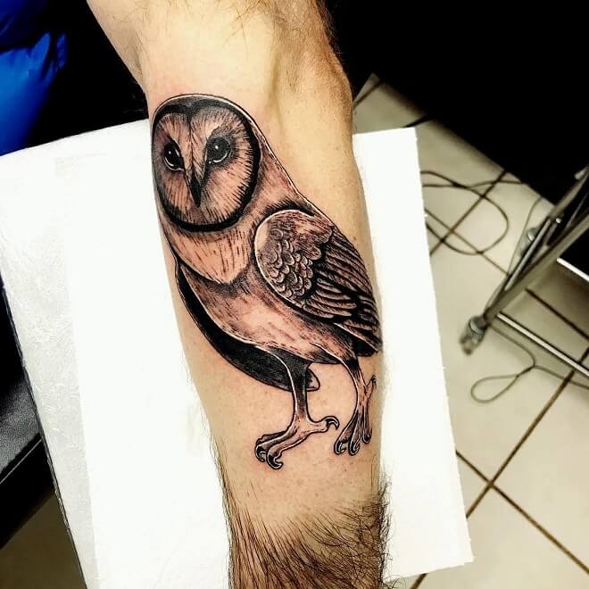 Stylised Owl Tattoo