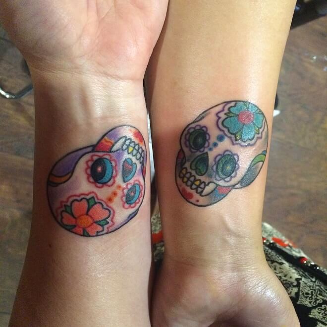 Sugar Skull Matching Tattoos