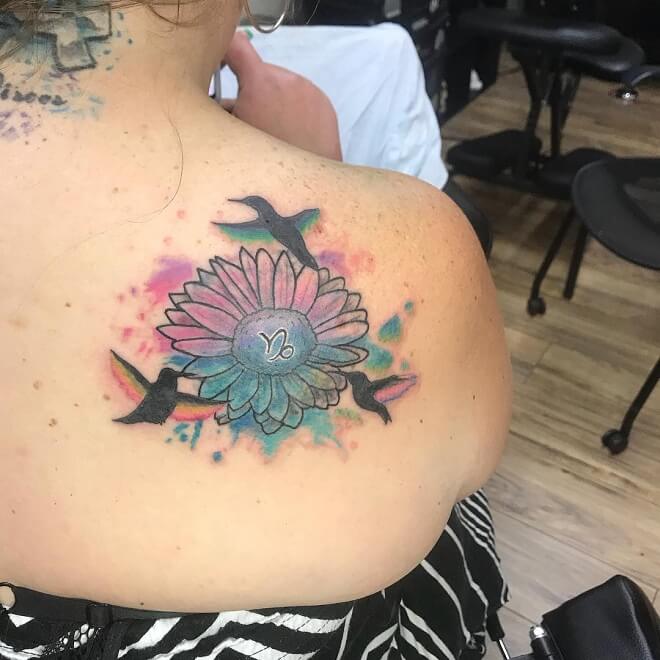 Sun Flower Capricorn Tattoo