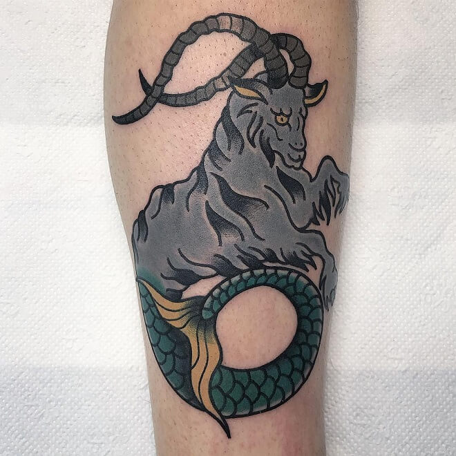 Traditional Capricorn Tattoo