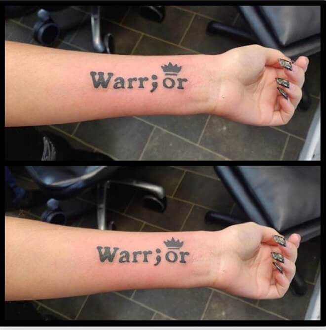 Warrior Semicolon Tattoo