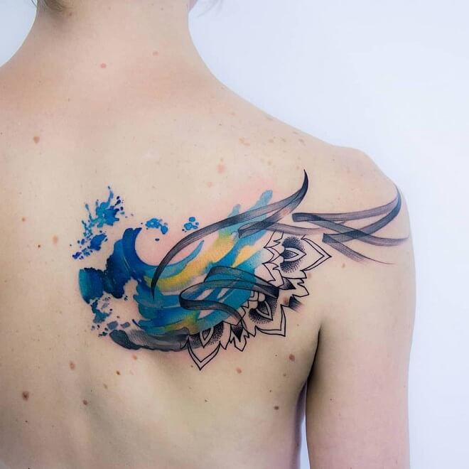 Water Color Angel Wings Tattoo