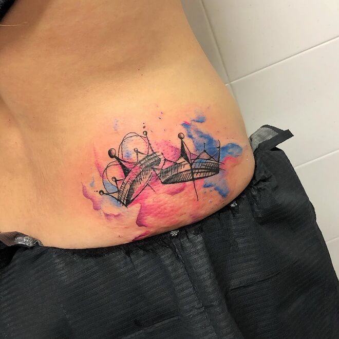 Water Color Crown Tattoo