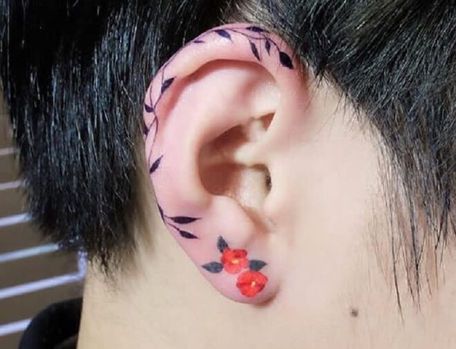 Water Color Ear Tattoos