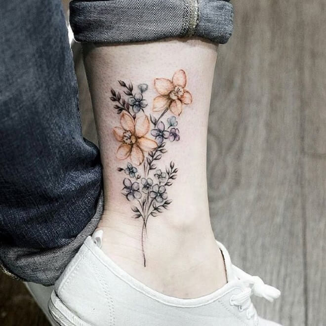 Water Color Leg Tattoo