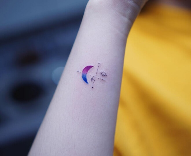 Water Color Moon Tattoo