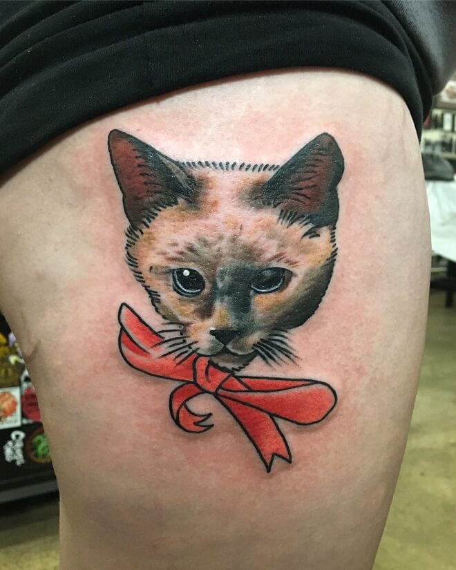 Water Colour Cat Tattoo