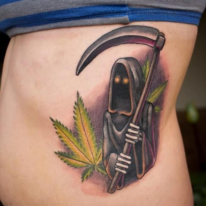 Weed Grim Reaper Tattoo