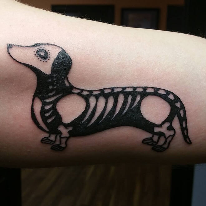 Wiener Dog Day of The Dead Tattoo