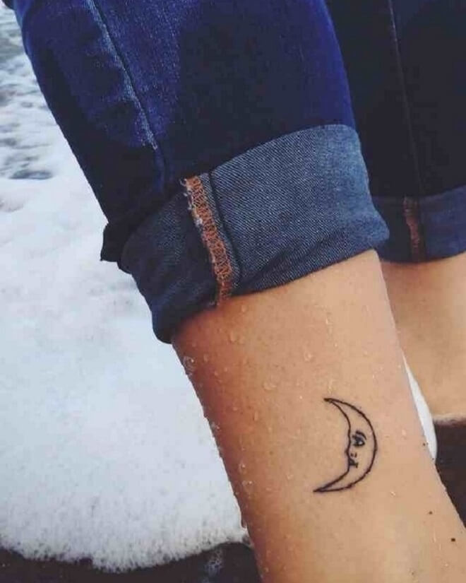 Ankle Moon Tattoo