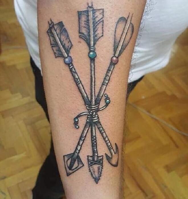 Arrow Black and Grey Tattoo