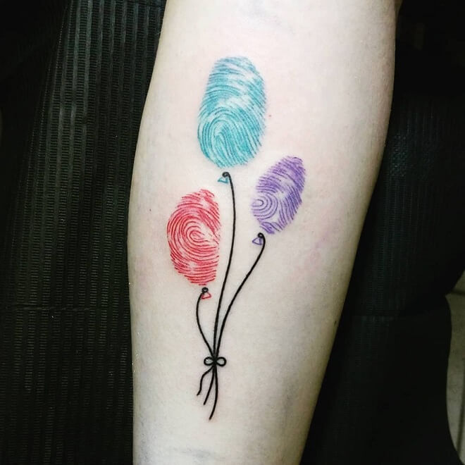 Ballons Fingerprint Tattoo. 