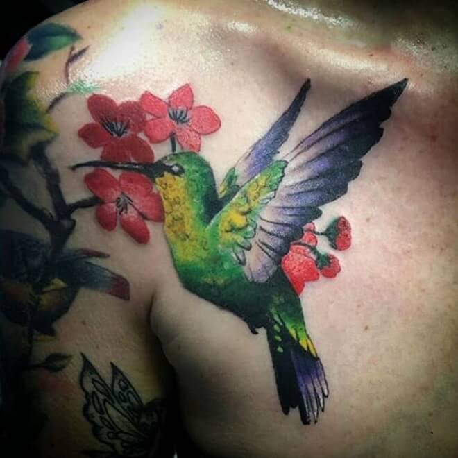 Bird Cherry Blossom Tattoos