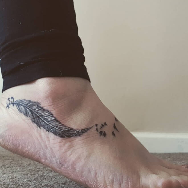 Bird White Feather Tattoo