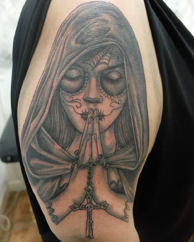 Black Day of the Dead Girl Tattoo