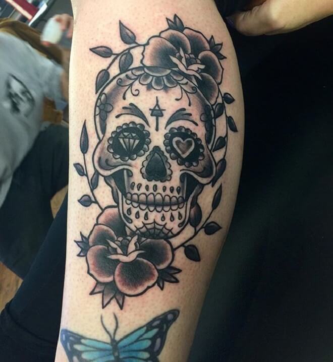 Black and Grey Skull Tattoo