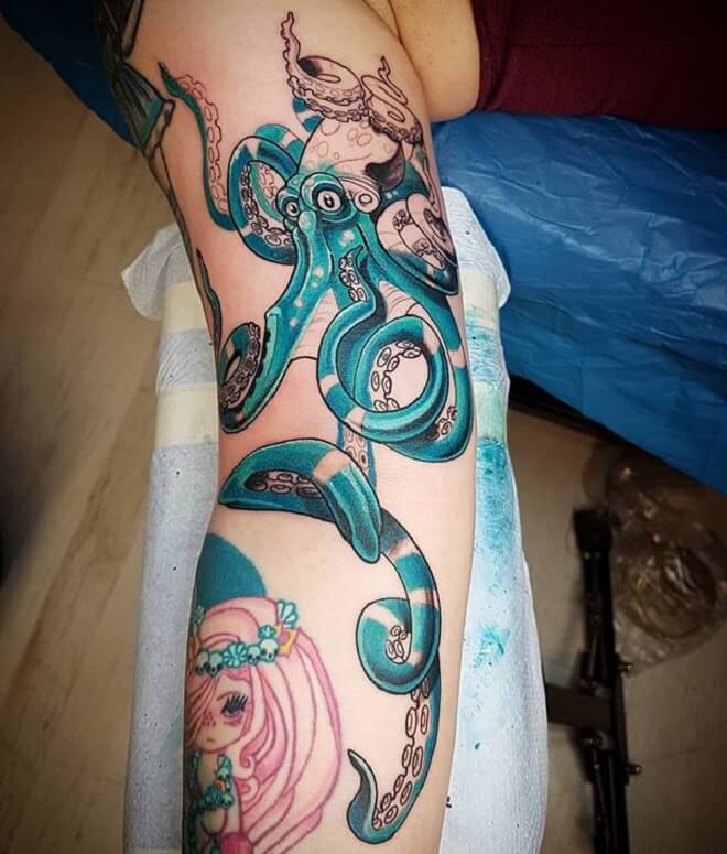 Blue Octopus Tattoos