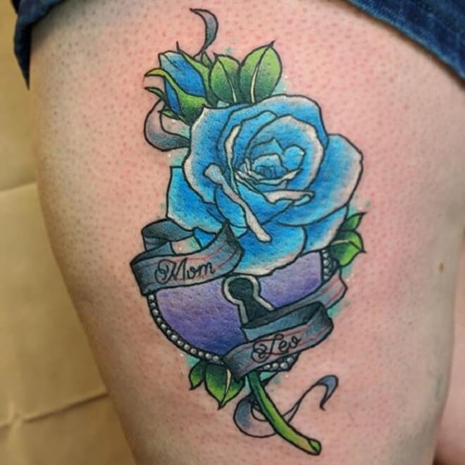 Blue Rose Girl Tattoo