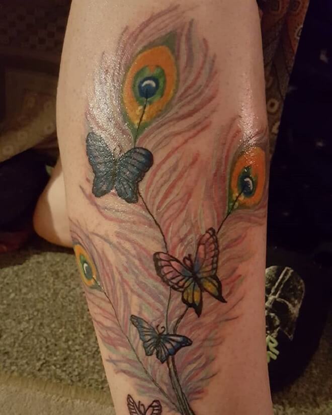 Butterfly Peacock Feather Tattoo