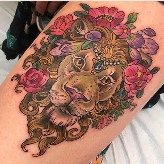 Color Designs Lion Tattoo