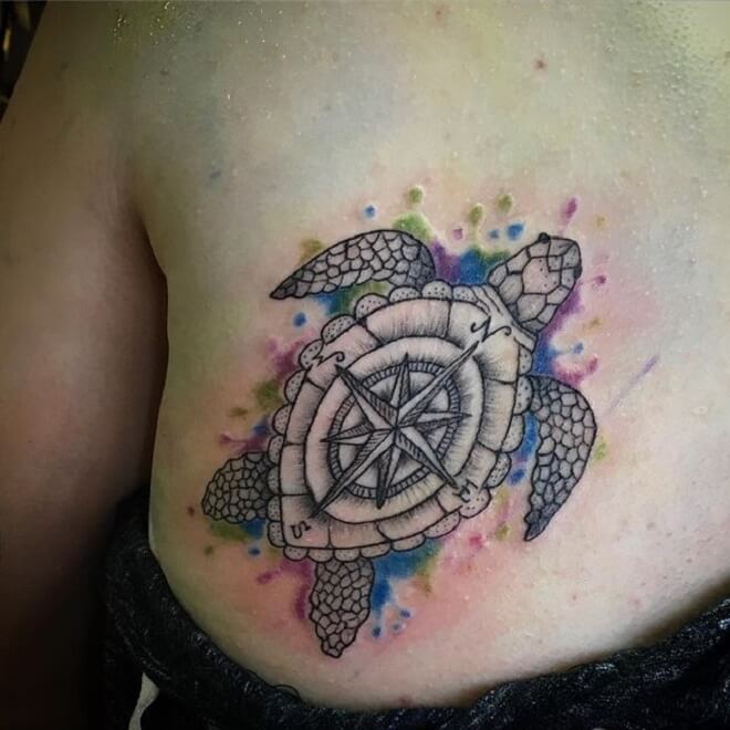Compass Turtle Tattoo