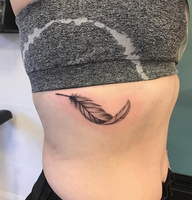 Cool White Feather Tattoo