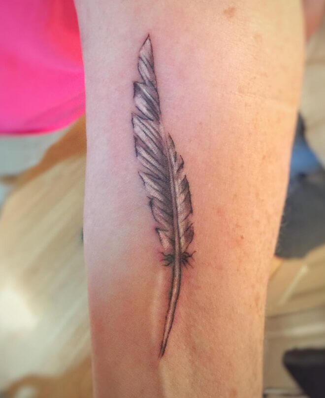 Custom White Feather Tattoo
