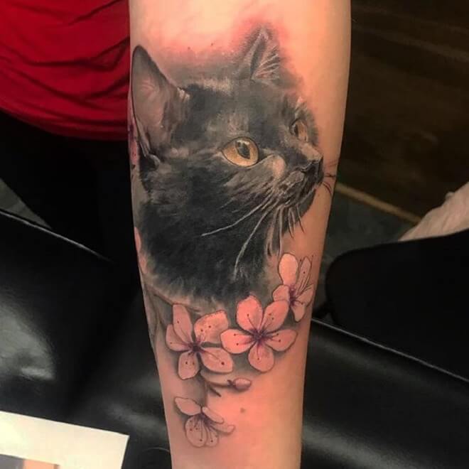 Cute Black Cat Tattoo
