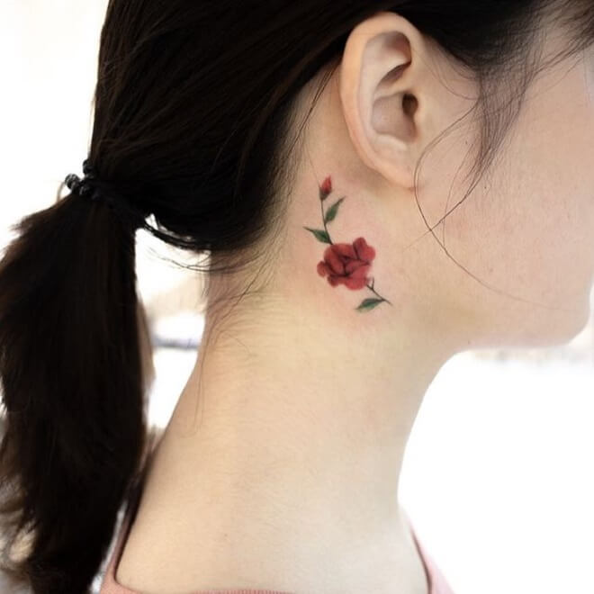 Cute Rose Neck Tattoo