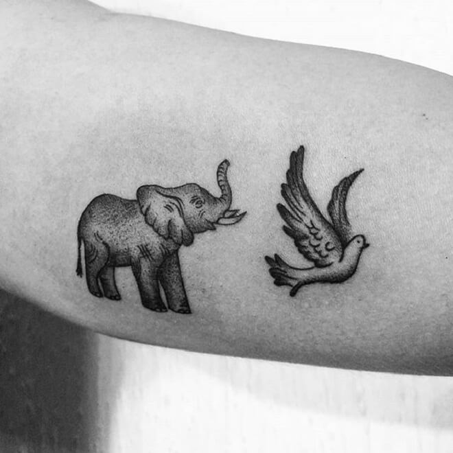 Elephant Dove Tattoo