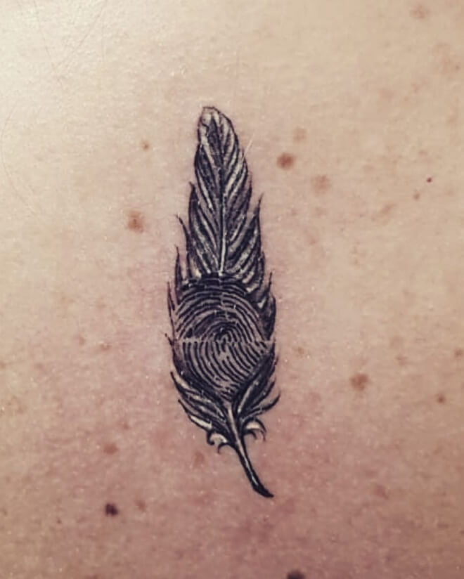 Feather Fingerprint Tattoo