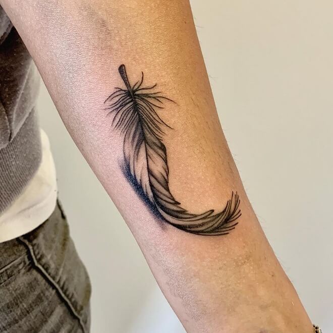 Flash White Feather Tattoo