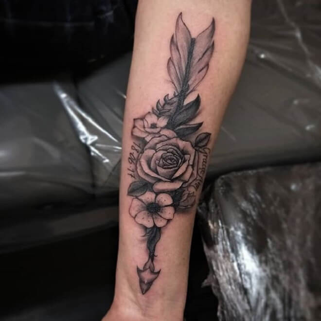 Flower Arrow Tattoo