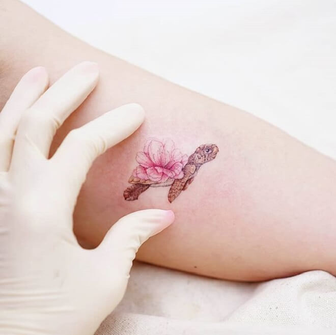 Flower Turtle Tattoo