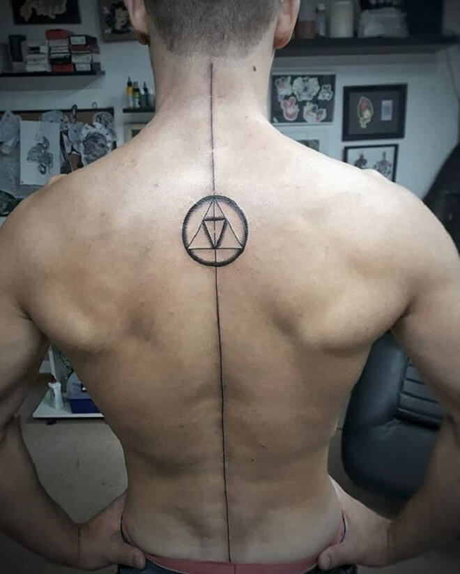Geometric Back Line Tattoo