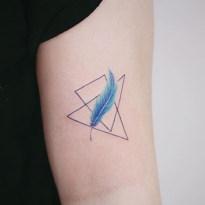 Geometric Feather Tattoos