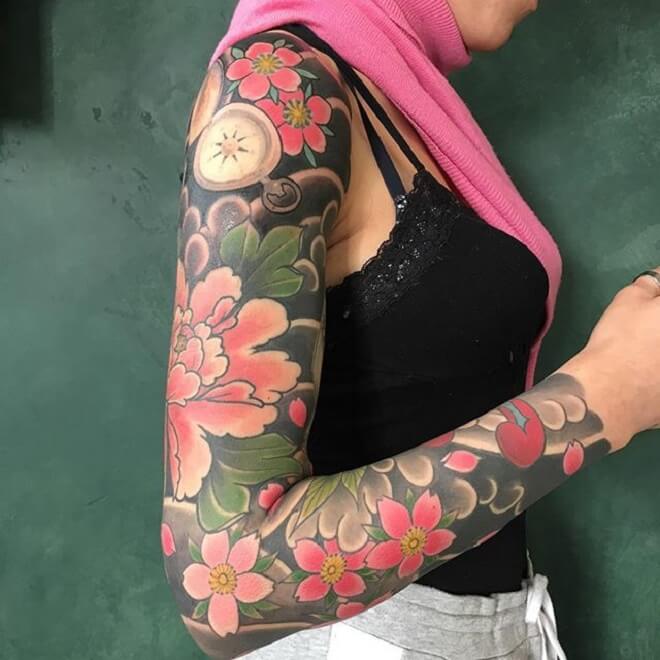 Girl Cherry Blossom Tattoo
