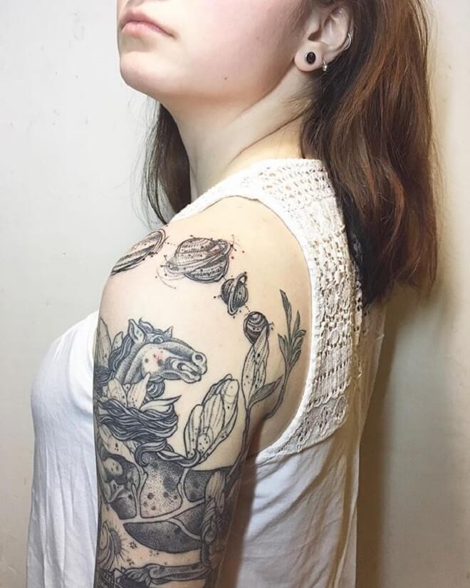 Girl Solar System Tattoo