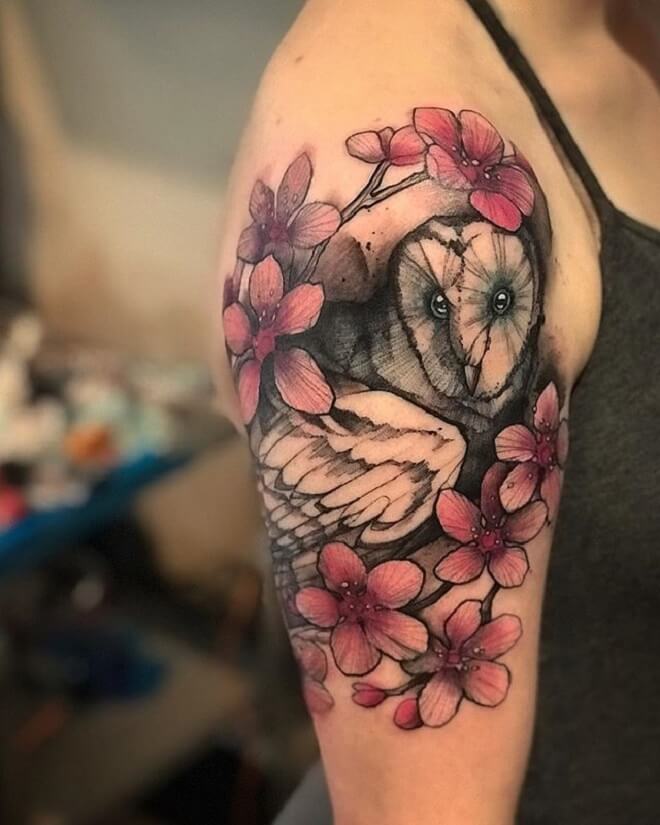 Hand Cherry Blossom Tattoo