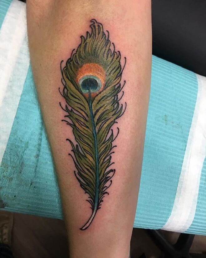 Hand Peacock Feather Tattoo