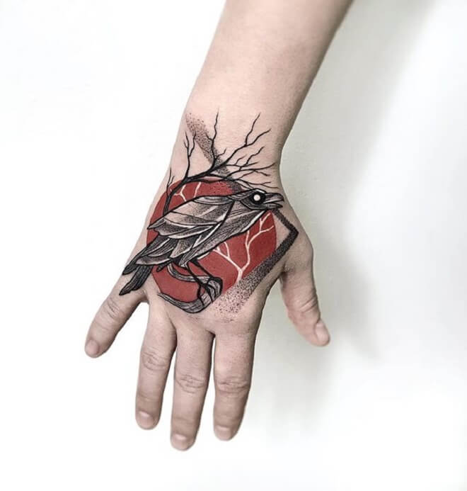 Hand Raven Tattoo