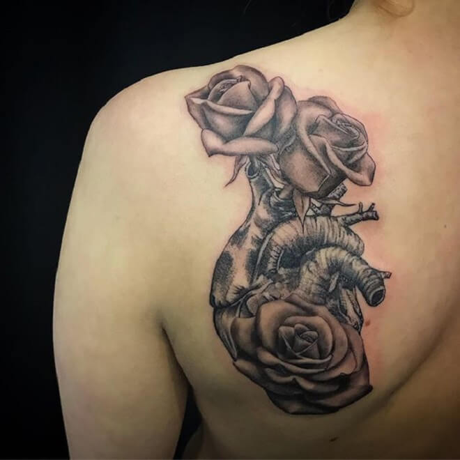 Heart Flower Tattoo Designs