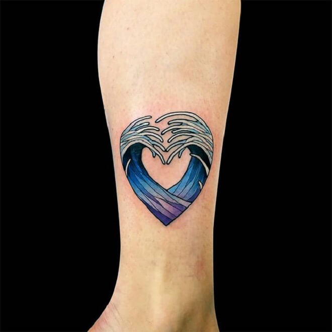 Heart Wave Tattoo