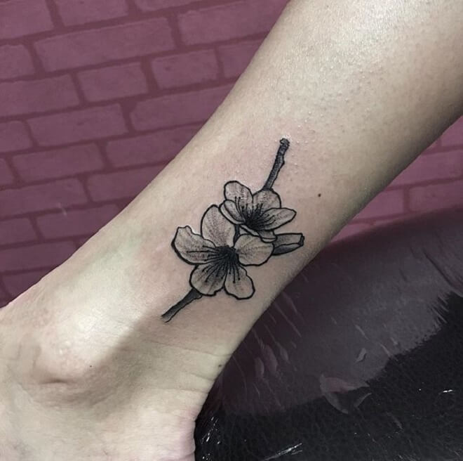 Leg Cherry Blossom Tattoos